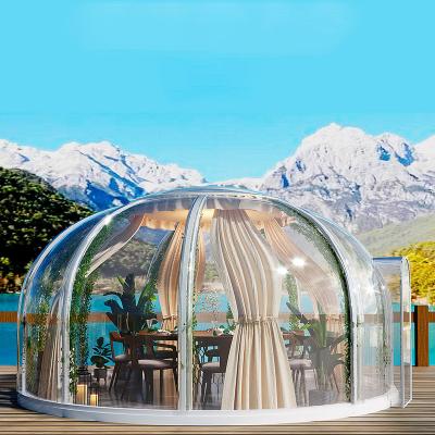 China Geodesic transparent glamping waterproof bubble tent PC dome beach camping geo igloo clear four season outdoor star bubble house for dining cafe for sale