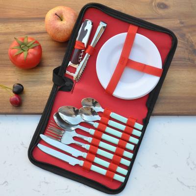 China Viable Outdoor Portable Camping Hiking Accessories Car Trip Barbecue Silverware Kit Flatware Cutlery Kitchen Utensil Picnic Set for sale