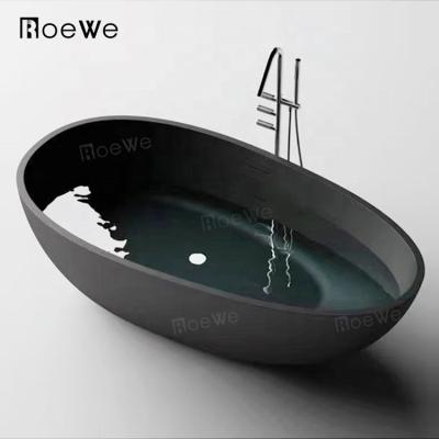 China Freestanding Stone Feeling Bathtub With White Oval Artificial Solid Surface Marble Bathtub Artificial Stone Bathtub for sale