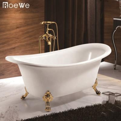 China Single Freestanding Design Four White Classic Gold Clawfoot Bathtub Single Stand Soaking Acrylic Freestanding Tub Bathtub for sale