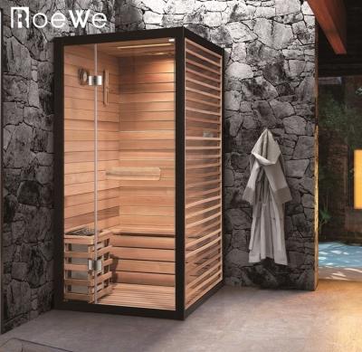 China With Transom Windows 1 Person Traditional Steam Sauna Room, Glass Door Dry Steam Cabinet, Indoor Sauna Dry Cabin for sale