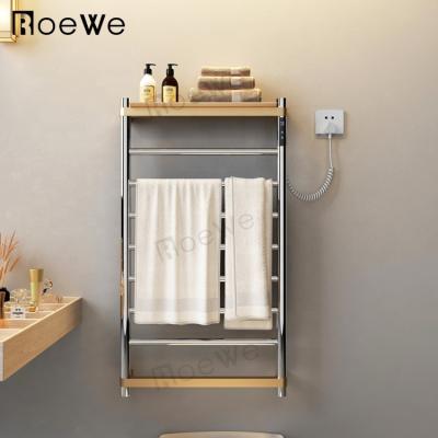 China Stainless Smart Hanging Electrothermal Towel Rack Heater Towel Warmer Bathroom Accessories with Shelf Electric Towel Heater Rack for sale