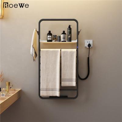 China Low Wall Mounted Towel Heater Warmer Dryer Rack For Bathroom Black Stainless Steel Towel Heater Electric Heated Towel Rail for sale