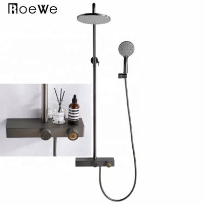 China With Solid Brass Slide Bar Bath Shower Faucet Set, New Design Bathroom Wall Shower Faucet, Hand Shower and Top Spray Shower for sale