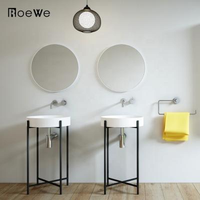 China Modern Round Solid Outdoor Pedestal Bathroom Sink With Frame, Resin Stone Compound Hand Free Sink Sink for sale