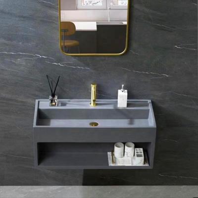 China Modern wall hung resin cast stone wash cabinet sink, solid outdoor sink, bathroom sink for sale