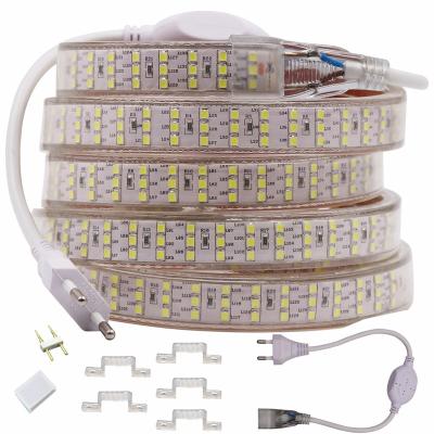 China Theme Park 276Leds/m Three Row LED Strip Waterproof Rope Light 2835 220V 240V Home Decoration Warm White Lighting New for sale