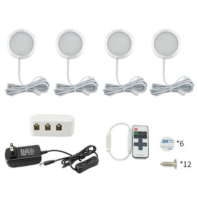 China Modern Remote Control Ultrathin Dimmable Recessed LED Under Cabinet Lights Kit LED Puck Lights for Closet Cabinet for sale