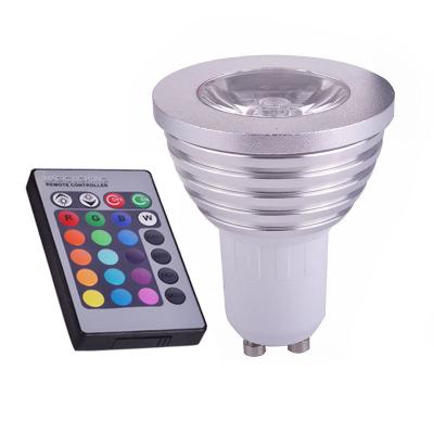 China Residential High Quality GU10 3W RGB LED Spotlight 16 Color LED Lamp AC85-265V+24 Locks IR Remote Controller For Bedroom for sale