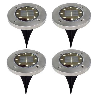 China Waterproof IP65 8 LED Solar Garden Underground Lights Stainless Steel Floor Garden Path Solar Buried Light Outdoor Lights for sale