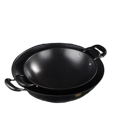 China Pre-Seasoned Saucepan Cast Iron Wok Induction Home Cooking With Handles Cookware Woks for sale