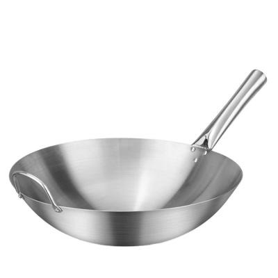 China Factory Direct Sale Workable Round Wok Pan Stick Stainless Steel Bottom Not Suitable For Gas Stove Single Ear Frying Pan for sale