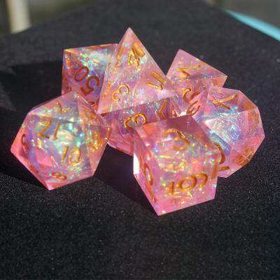 China Shine Polyhedral Die Cut Set-Pink Custom High End Edge Resin Game Resin DND RPG for sale