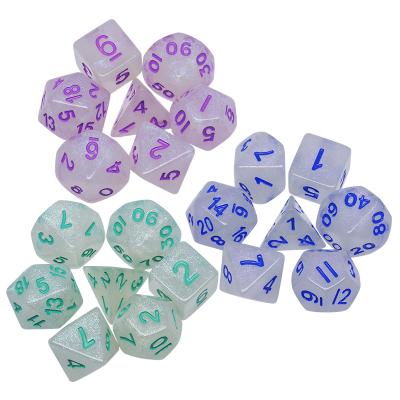 China Engrave Factory Resin Glitter Wizard RPG Polyhedral Green Glossy Dies for sale