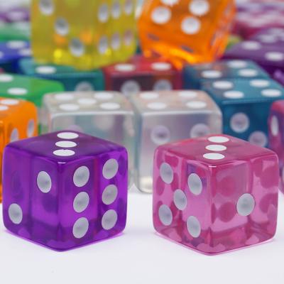 China Game Playing Dice D6 6 Sided Plastic Transparent Dice Square Corner Dot Dice For Table Games And DND for sale