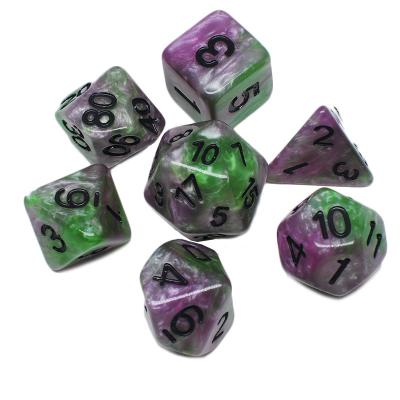 China Wholesale Polyhedral Rounded Corner Colorful Gradients 7pcs DND RPG Game Dice Set For Math Game for sale