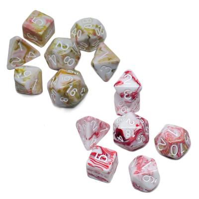 China 7pcs/Set Game Acrylic Dungeons And Dragons Polyhedral Multi Sided Acrylic Marbling Dies D4-D20 for sale