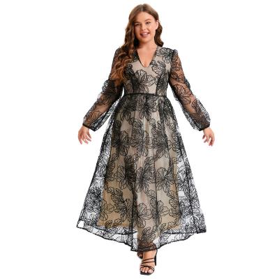 China Customized Fashionable Women Clothing Sustainable Women Dress Long Sleeve Dinner Party Maxi Dress Organza OEM Manufacturer for sale