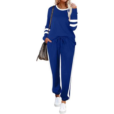 China Viable Custom High Quality Jogger Set Two French Terry Cotton Crewneck Loose Long 2 Piece Sweatshirt Casual Set Women for sale