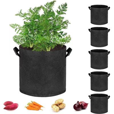 China Felt 1-400 Gallon Smart Felt Fabric Artificial Growing Pot Container Plant Bag With Handle Household Felt Grow Bag for sale