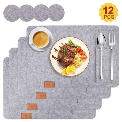 China Sustainable Dark Supper Gray Felt Placemats Set Of 6 Absorbent Table Mats Non Slip Washable Stain Heat Resistant Place Mats With Non Slip for sale