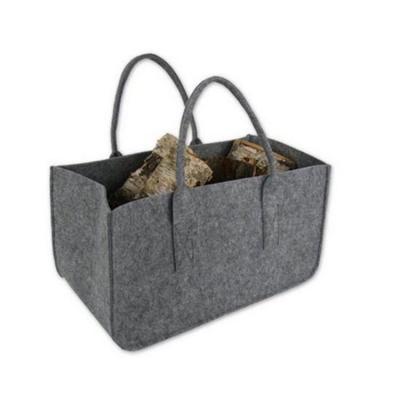 China Collapsible Felt Firewood Fireplace Firewood Basket Log Bag Firewood Carrier Holder Viable Storage Basket for sale