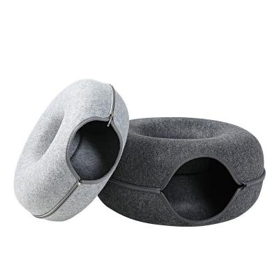 China New Available Breathable Cat Nest Cute Felt Cat Donut Nest Available Four Seasons Cat Tunnel Nest Pet Supplies for sale