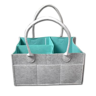 China Amazon Sustainable Popular Portable Foldable Baby Diaper Cart Nursery Nappy Organizer Felt Tote for sale