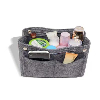 China Fashion Handbag Felt Sundries Organizer Ladies Makeup Bag Insert Felt Cosmetic Organizer Bag Liner for sale