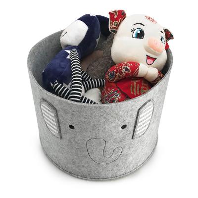 China Gray Folding Felt Storage Basket Laundry Hamper Pet Paw Style Felt Toy Basket and Bag Personalized for sale