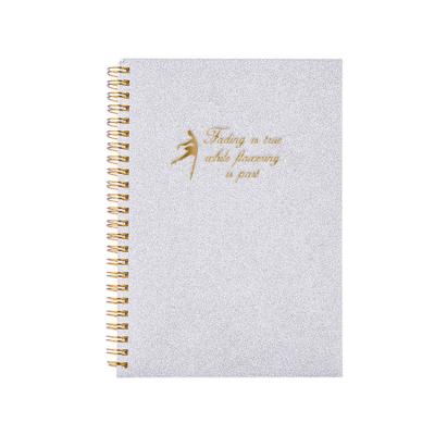 China Custom High Quality Gold Foil A5 Perforated Notebook Spiral Hardcover Book with Gold Spiral Binding for sale