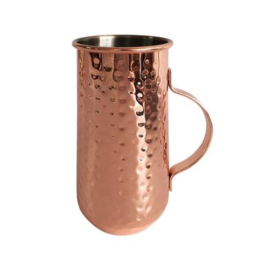 China Durable Wholesale Moscow Mule Mugs Classic Pure Moscow Stainless Steel Hammered Mule Cup Mugs Copper Coffee Mugs With Handle for sale