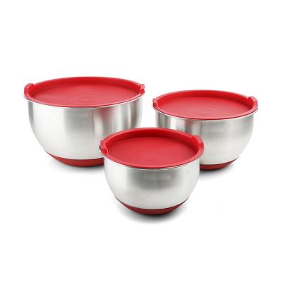 China Ideal viable for baking silicone and serving food baking prep stainless steel bottom mixing bowl for sale