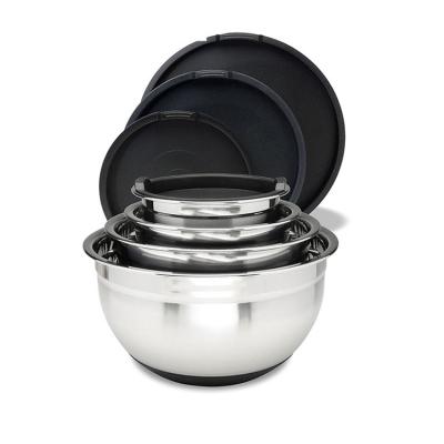 China Viable Non-Slip Bottoms For Stability Stainless Steel Salad Bowl Kit For Lunch for sale