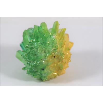 China Wholesale Natural Yellow Green Aura Quartz For Home Room Rainbow Crystal Clusters Geodes Gemstone Titanium Healing China Decoration for sale