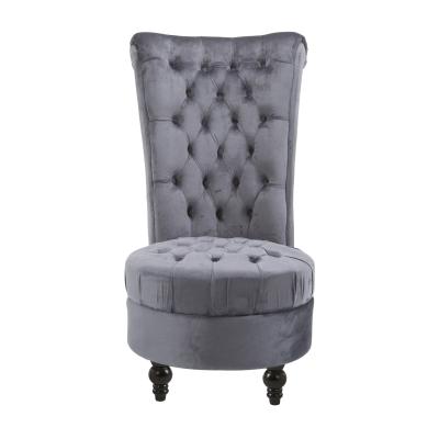 China Factory Price Reclining Chair Tufted Back High Velveteen Upholstered Accent 45 Inch Gray Living Room Chairs for sale