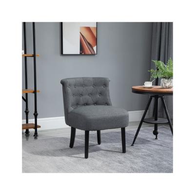 China Modern Elegance Leisure Chair Mid Back Button-tufted Fabric Upholstered Gray Living Room Chairs for sale