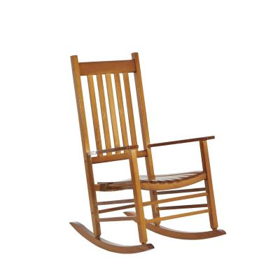 China EUROPEAN Hot Selling Soft Wooden Recliner High Back Slat Recliner Natural Color Rocking Chair for sale