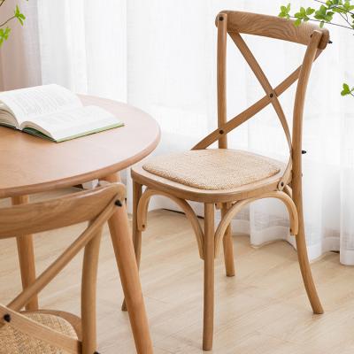 China New Design Farmhouse Outdoor and Indoor Wood with Natural Rattan Furniture Wedding Seat Cross X-Back Cafe Chair for sale