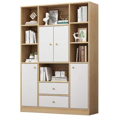 China Nordic Type Small Bedroom Style Modern Bookcases Simple Combination Large Wooden Bookcase 4 Tiers Door Bookcase Simple Modern Shelves for sale