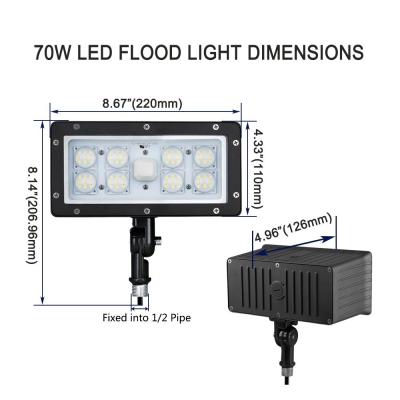 China AC100-277V Slim LED Flood Light Outdoor Knuckle Mount 45w Aluminum / Glass Shell for sale