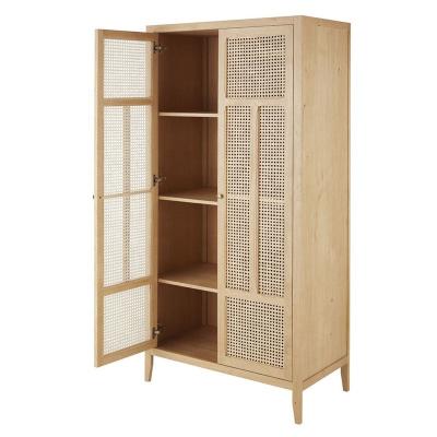 China (Other) NOVA Modern Simple Design Bedroom Furniture Adjustable Dress Cabinet Wardrobe Clothes Drawer Organizer 2 Door Rattan Wardrobe Cabinet for sale