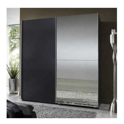 China (Other) NOVA MHDD105 Australia Adjustable Black Sliding Door Wardrobe Closet Cabinet With Mirror for sale