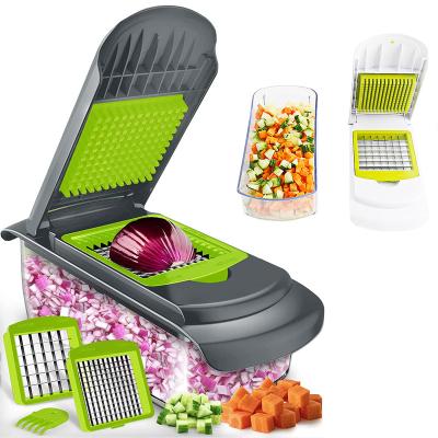 China Viable Kitchen Vegetable Food Chopper Grater Kitchen Gadgets Dicer Chopper Vegetable Slicer and Spiralizer Cutter Sets with Container for sale