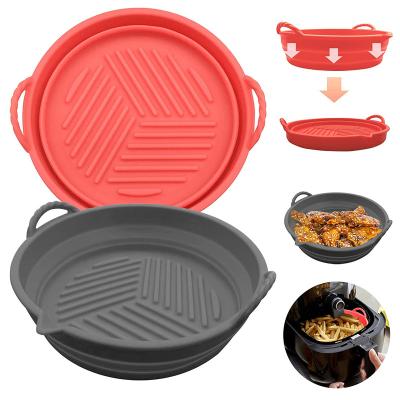 China Silicone Viable Collapsible Reusable Pots Non-Stick Silicone Air Fryer Liner Air Fryer Air Fryer Non-Stick Cooking Accessories for sale