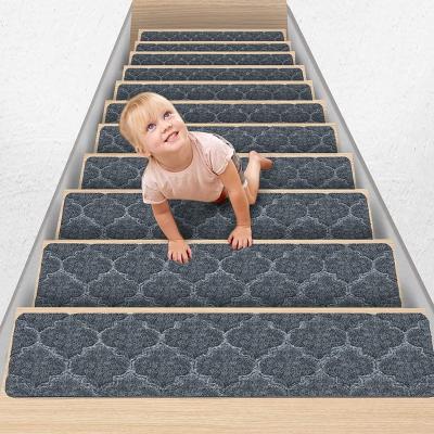 China Washable Stair Mat Treads Cover Non-Slip Resistance 15pcs 8x30in Safety Indoor Runners For Wooden Steps Stair Step Non-Slip Covers for sale