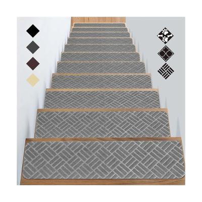 China Washable Stair Tread Mat Set of 15 Non-Slip Stair Tread Mats for 8X30