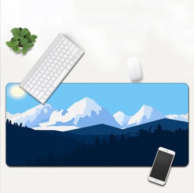 China Comfortable Starry Mountain Forest Mouse Pad Sky Moon Large 35.4 x 15.7 Inch Mouse Pad for Keyboard Quilted Anti-Slip Desk Edge Mousepad for sale