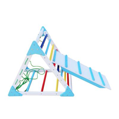 China Eco-friendly Gymnasium Indoor Playground Climbing Toys For Toddlers Kids Climbing Wooden Ladder Triangle Climber Playtime for sale