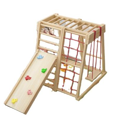 China 2021 High Quality Swing Rope Swing Ladder Playground Climbing Equipment Amusement Set Accessories Wooden Indoor Climbing View For Kids for sale